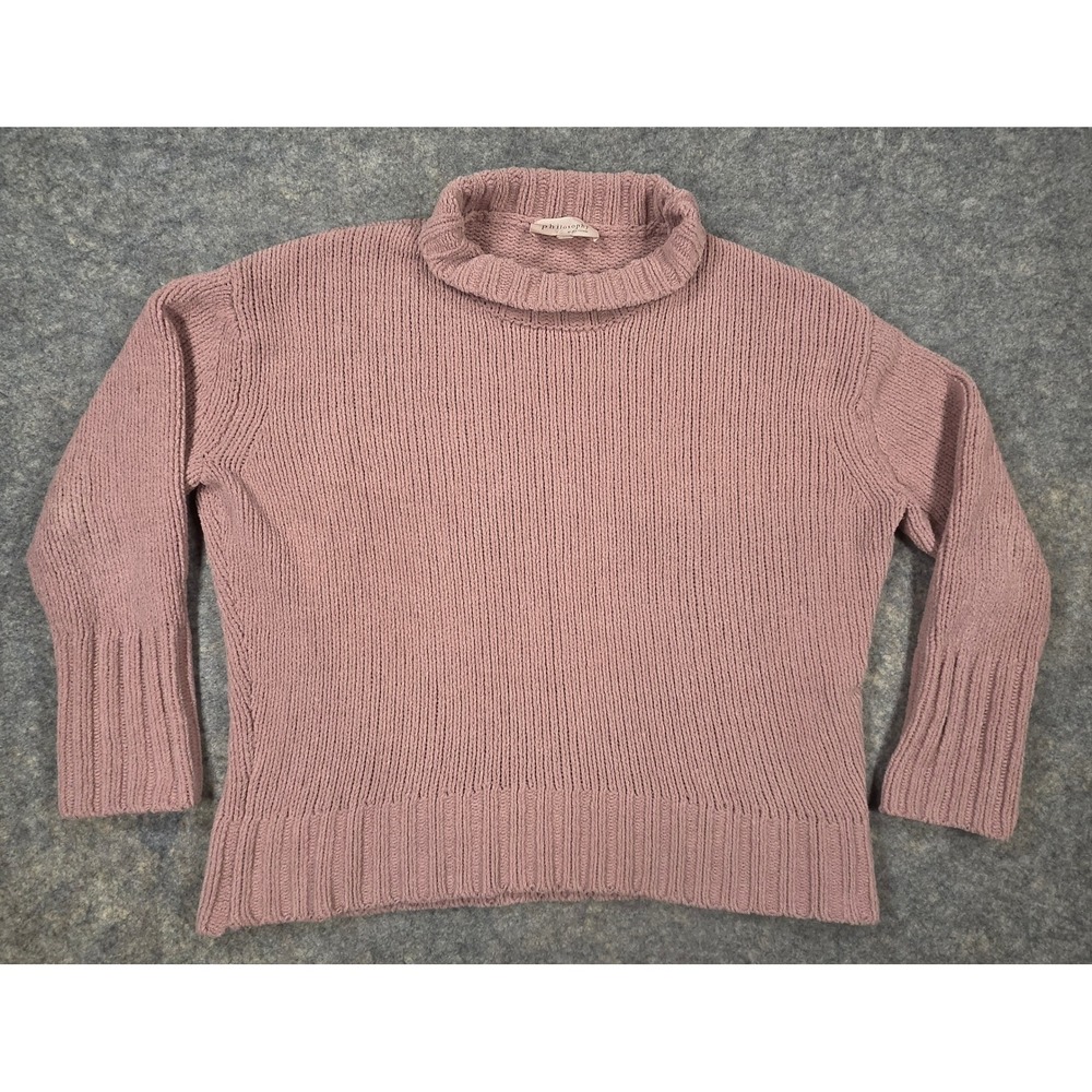 Philosophy Republic Clothing Womens Large Pink Ribbed Turtleneck Sweater
